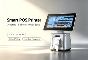 The Ian POS – The Only Mid-Top Mini Dual-Screen POS with a Built-in 80mm Auto-Cutter Printer.