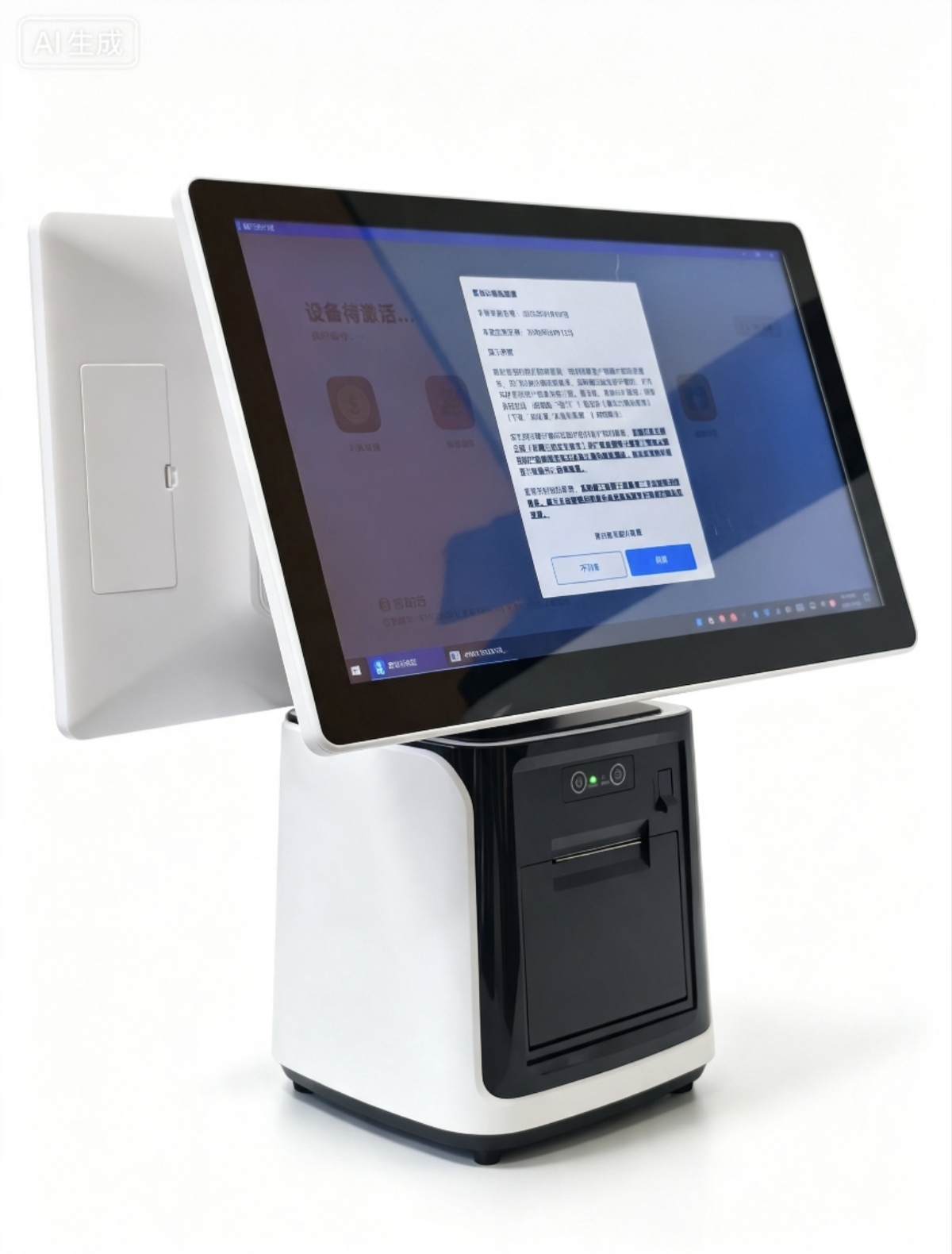 Zhongding Windows Single/Dual Screen 15.6-inch White-Black Square Box POS Terminal with Built-in Printer