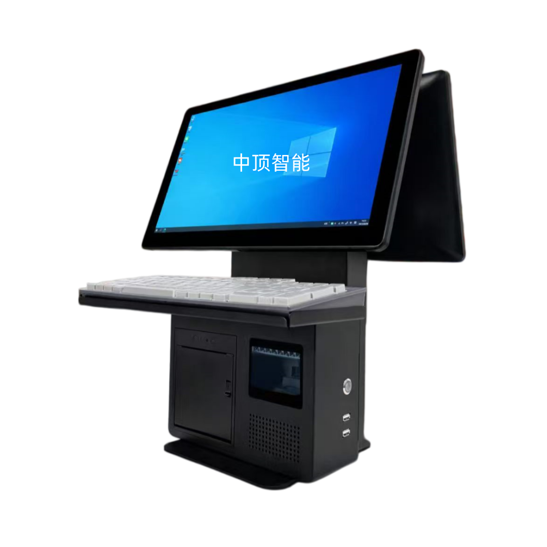 Zhongding X6-A 15.6-inch Dual Screen Windows Channel POS Terminal with Built-in Platform Scanner